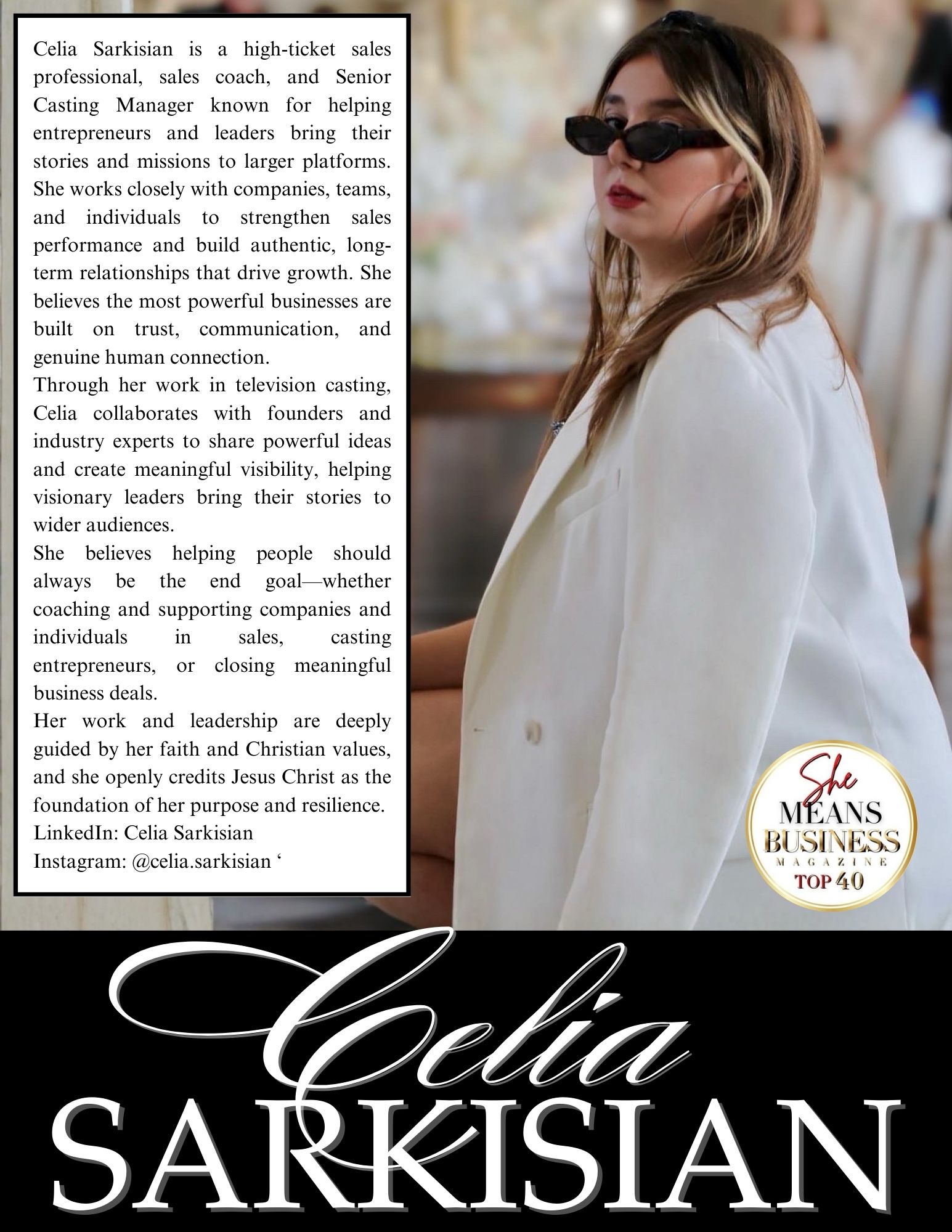 Celia Sarkisian featured in She Means Business Top 40